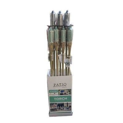 Patio Essentials 60.04" Basic Painted Bamboo Outdoor Torch Blue/Coral Red/Light Teal Blue