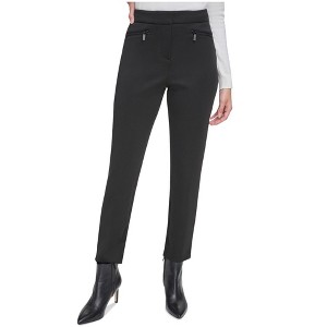 Calvin Klein Womens Solid Straight Ponte Zip Pocket Casual Trouser Pants - 1 of 1