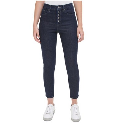 Calvin Klein Womens Exposed Button Fly Skinny Fit Jeans