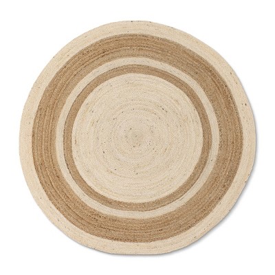 Color Block Braided Jute Area Rug Cream/Natural - Hearth & Hand™ with Magnolia