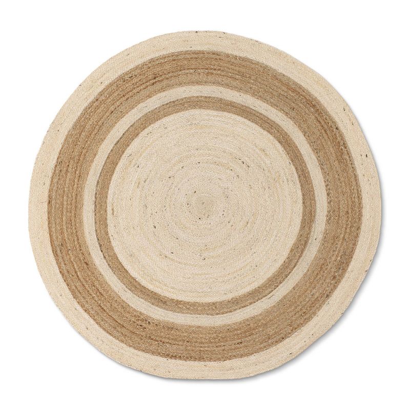 Color Block Braided Jute Area Rug Cream/Natural - Hearth & Hand™ with Magnolia, 1 of 5
