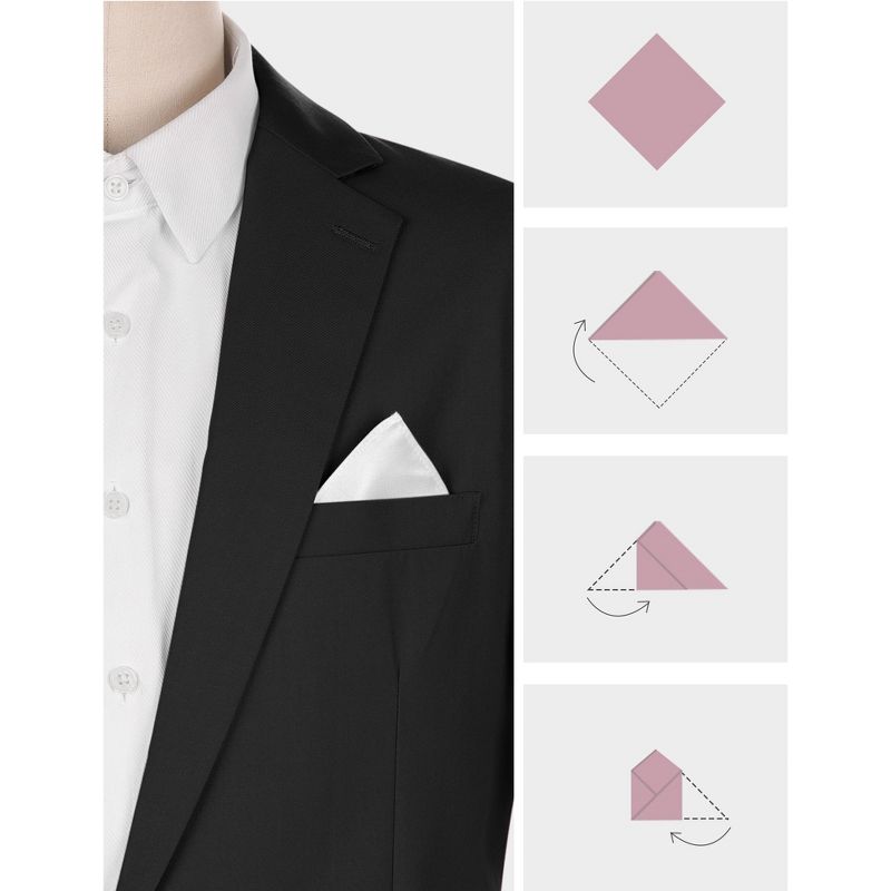 Elerevyo Men Foldable Satin Shiny Solid Color Pocket Squares, 3 of 5