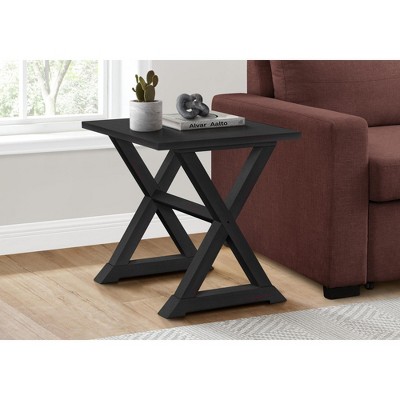 Vynxaria Transitional Square Accent Table - Black Veneer Finish, 22" L x 23.5" W x 23.5" H