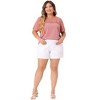 Agnes Orinda Women's Plus Size Contrast Panel Dots Lace Summer Short Sleeve Blouses - 3 of 4