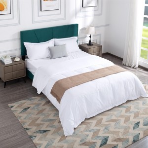 DOMETOUR Queen Size Platform Bed Frame with Upholstered Headboard and Wood Slats Support - 1 of 4