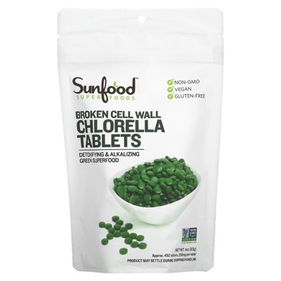 Sunfood Broken Cell Wall Chlorella Tablets, 250 mg, 452 Tablets, 4 oz (113 g)