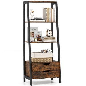 Tangkula 4-tier Bookshelf w/ 2 Storage Drawers Sturdy Metal Frame Anti-toppling Devices - 1 of 4