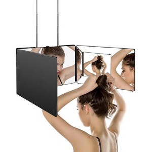 360° Viewing Angle Self Hair Cutting Mirror, Anti-Fog HD Glass, Tri-Fold Portable Design for Home Barber Use, No LED - 1 of 4