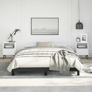 Bed Frame Black Faux leather, plywood, engineered wood Queen - 1 of 4