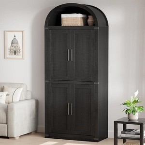 Arched Bookshelf with Doors ，Wooden Display Cabinet Rounded Bookcases for Living Room, Kitchen, Office - 1 of 4