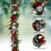 6FT Christmas Garland,Artificial Christmas Garland with Pine Cones Poinsettia,Cordless Xmas Garland for Fireplace Mantle Stairecase - 3 of 4