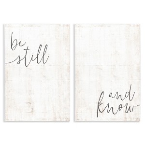Stupell Industries Be Still & Know Spiritual Calligraphy 2pc Wall Plaque Art Set, 13" x 19" - 1 of 4