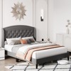 homfan Upholstered Bed Frame, Wingback Headboard, Velvet Platform Bed, Button Tufted Design, No Box Spring Needed - 3 of 4