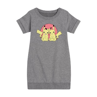 - Pokémon - Pikachu Group In Circle Graphic Short Sleeve Fleece Dress
