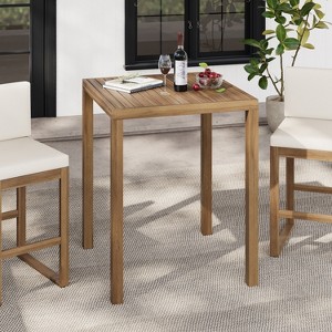 Christopher Knight Home Goleta Outdoor 39.5" Tall Acacia Wood Bar Height Table with Slatted Top - 1 of 4