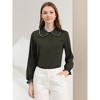 Allegra K Women's Sweet Ruffle Peter Pan Collar Long Sleeves Button Down Shirt - 3 of 4