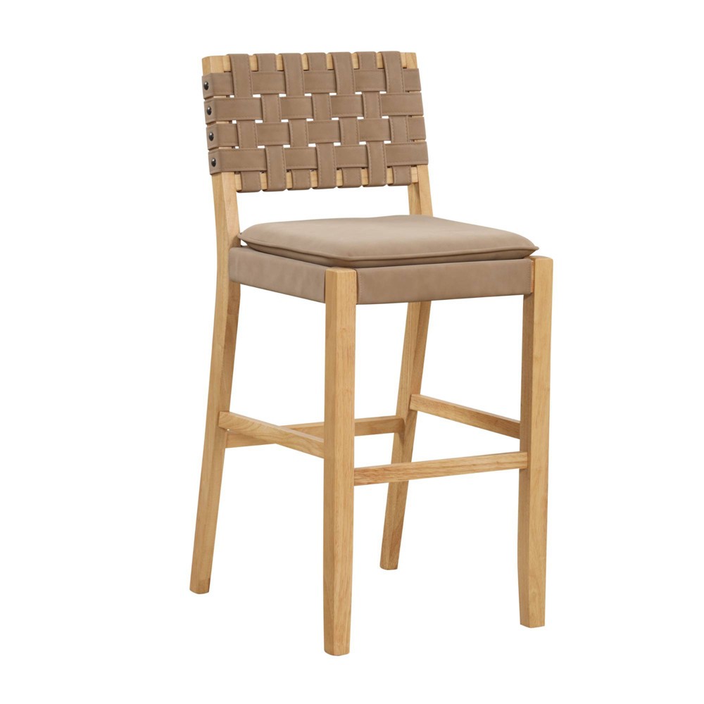 Photos - Chair Nathan James Cohen Sear Counter Height Barstool: Rubberwood Frame, Faux Leather Seat, 300 lbs Limit