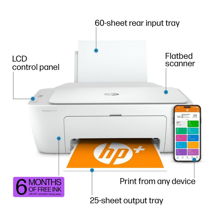 HP DeskJet 2734e Wireless All-in-One Color Printer Scanner Copier with 3 Months Free Instant Ink (26K72A), 3 of 17