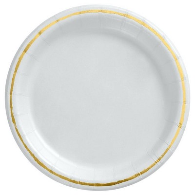 6.75" Snack Paper Plate with Foil White/Gold - Spritz™
