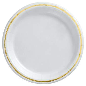 6.75" Snack Paper Plate White/Gold - Spritz™