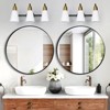 PAKOKULA 3-Light Black and Gold Bathroom Vanity Light With Cone Milk Glass Shade - 4 of 4
