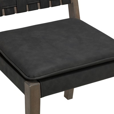 Cohen Black Faux Leather and Wood Upholstered Side Chair