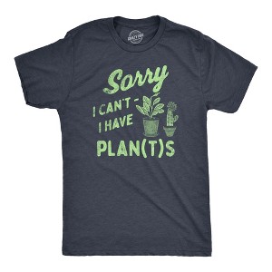 Mens Sorry I Cant I Have Plants T Shirt Funny Botany Lovers Joke Tee For Guys - Crazy Dog Men's T Shirt - 1 of 4