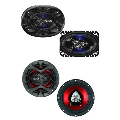 Boss 4 x 6" 4 Way 250W Full Range Speakers 6.5" 2-Way Coaxial Speakers (Pair)