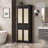 69" Freestanding Cupboard Cabinet with Drawer for Bathroom,Cabinet, Rattan Kitchen Pantry Storage Cabinet with Doors and Adjustable Shelves - 2 of 4