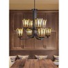 Toltec Lighting Apollo 8 - Light Chandelier in  Dark Granite with 5" Square Santa Cruz Art Glass Shade - 3 of 3