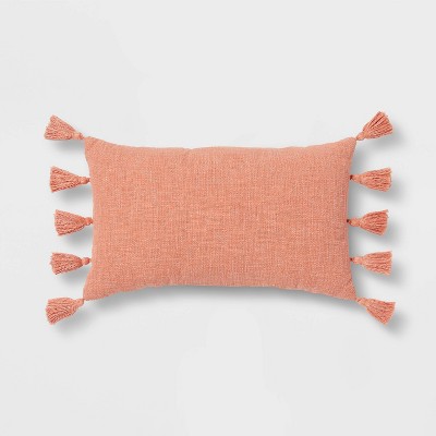 Lumbar Throw Pillow with Side Tassels Light Orange - Threshold™