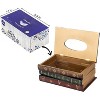 Vintage Book Tissue Box Cover, Classic Wooden Rectangular Holder for Living Room and Office Decor - 2 of 4