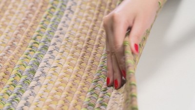 Handmade Blue Synthetic Braided Round Rug, 95"