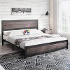 Homhougo Full Size Bed Frame with Headboard, Industrial Platform Bed Frame with Charge Station, No Box Spring Needed, Easy to Assemble, Gray - 4 of 4
