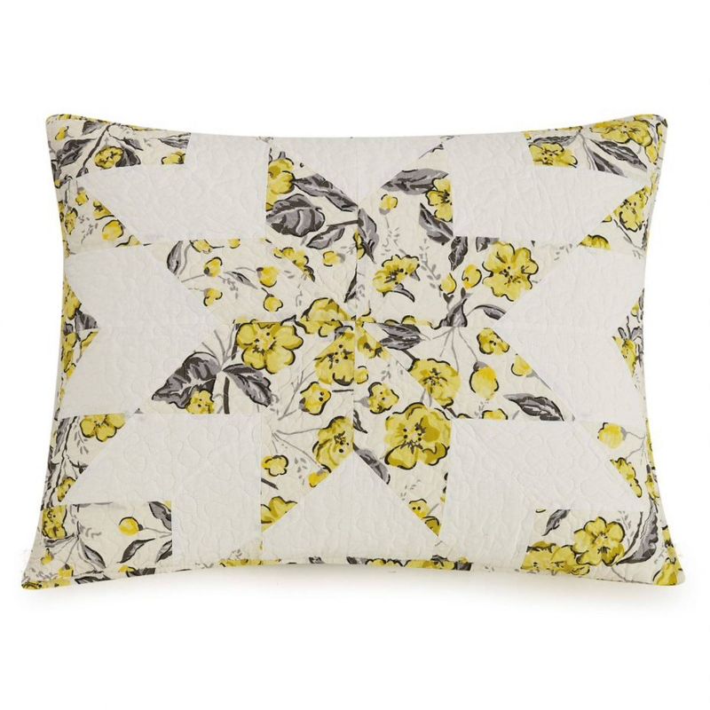 Standard Hummingbird Blooms Star Pillow Sham Yellow - Vera Bradley, 1 of 5
