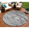 Gray Silver And Charcoal Abstract Washable Indoor Outdoor Area Rug - 2 of 4