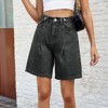 BLUEMING Womens Baggy Jean Shorts Button High Waist Stretchy Loose Trendy Casual Denim Shorts with Pockets - 3 of 4