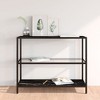vidaXL Shelf Transparent and Black Marble Tempered Glass, Powder-Coated Iron - 2 of 4