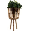 Okak Bamboo Tall Patio Planters Set of 3(S+M+L)/2(S+M) Decorative Flower  Pots for Herbs, Vegetables, Fruits, Indoor/Outdoor,6 Options - 4 of 4