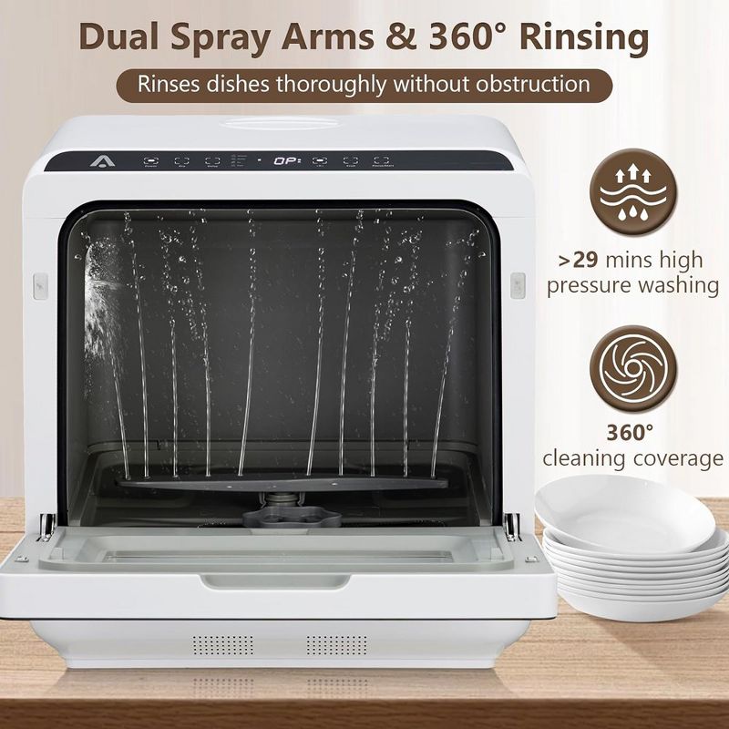 Dishwasher Countertop Mini Dish Washer 5 Washing Programs With Water Tank Air Dry, 5 of 8