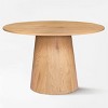 5-Pcs Dining Set for Small Space ,Wood Round Dining Table & Upholstered Dining Chairs with Wood Legs & Woven Back for Dining Room-Tanpinhause - 3 of 4