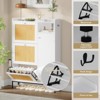 Rattan Shoe Cabinet, Shoe Cabinets with 3 Flip Drawers, Free Standing Narrow Shoe Storage Organizer with Adjustable Shelves - 3 of 4