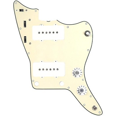 920d Custom JM Grit Loaded Pickguard for Jazzmaster With White Pickups and Knobs and JMH-V Wiring Harness Cream