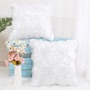 PiccoCasa Decorative Square 3D Satin Rose Flower Throw Pillow Cover 2 Pcs - 4 of 4