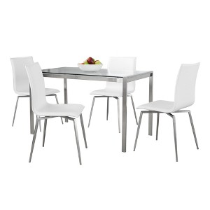5-Piece Dining Set with Glass Table and 4 Upholstered Chairs - 1 of 4