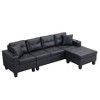 Modern 4-Seater L-Shaped Sectional Sofa, Brown PU Leather with Cup Holders - 4 of 4