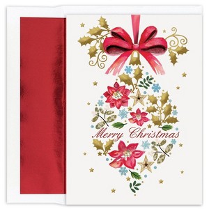 Masterpiece Studios Holiday Collection 16-Count Boxed Christmas Cards with Foil-Lined Envelopes, 7.8" x 5.6", Embossed Vintage Ornament (929200) - 1 of 1