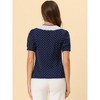 Allegra K Women's Contrast Peter Pan Collar Button Down Polka Dots Blouse - 4 of 4