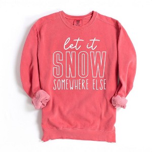 Simply Sage Market Women's  Garment Dyed Graphic Sweatshirt Let It Snow Somewhere Else Block - 1 of 2