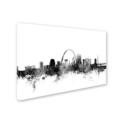 Trademark Fine Art -Michael Tompsett 'St Louis Missouri Skyline B&W' Matted Framed Art